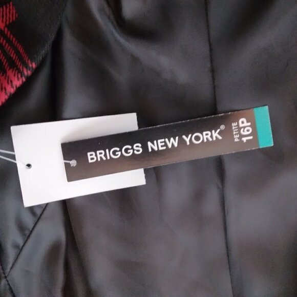 Briggs NY | NWT Plaid Red Black Wool Blazer Jacket | Size 16P - Picture 9 of 11